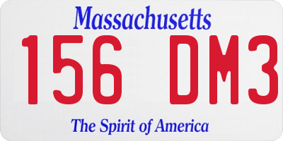 MA license plate 156DM3