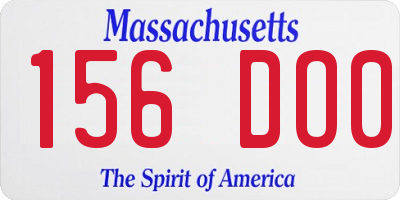 MA license plate 156DO0