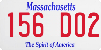 MA license plate 156DO2