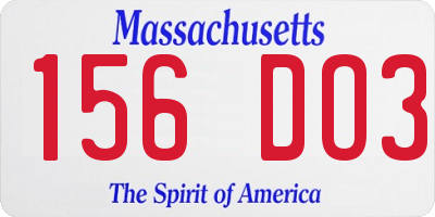 MA license plate 156DO3