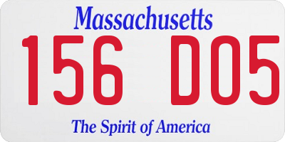MA license plate 156DO5