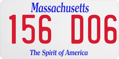 MA license plate 156DO6
