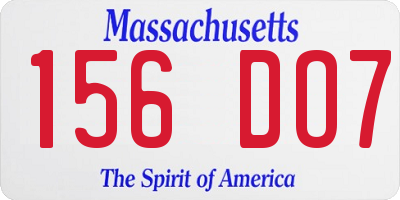 MA license plate 156DO7