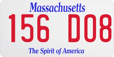 MA license plate 156DO8