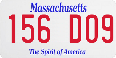 MA license plate 156DO9