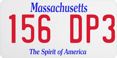 MA license plate 156DP3
