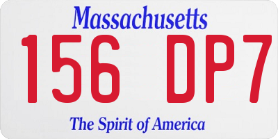 MA license plate 156DP7