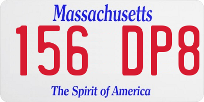 MA license plate 156DP8