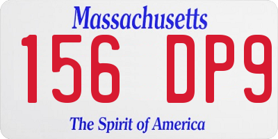 MA license plate 156DP9
