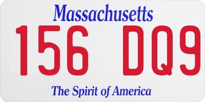 MA license plate 156DQ9