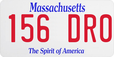 MA license plate 156DR0