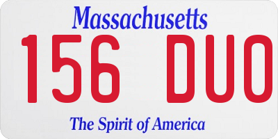 MA license plate 156DU0