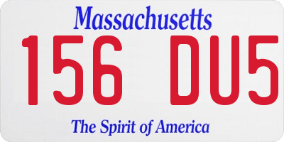 MA license plate 156DU5