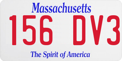 MA license plate 156DV3