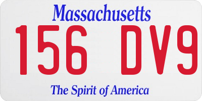 MA license plate 156DV9