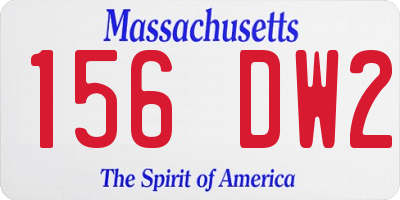 MA license plate 156DW2