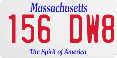 MA license plate 156DW8