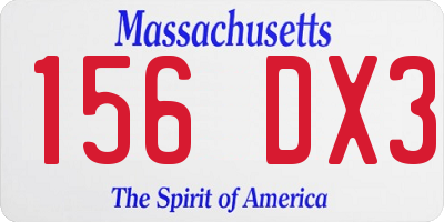 MA license plate 156DX3