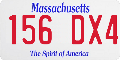 MA license plate 156DX4