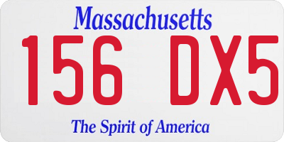 MA license plate 156DX5