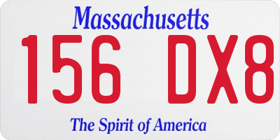 MA license plate 156DX8