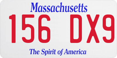 MA license plate 156DX9