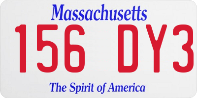 MA license plate 156DY3