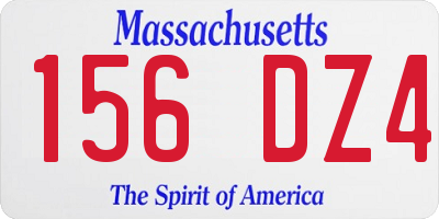 MA license plate 156DZ4