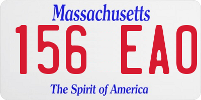 MA license plate 156EA0