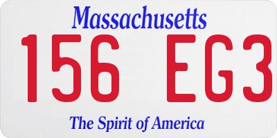 MA license plate 156EG3