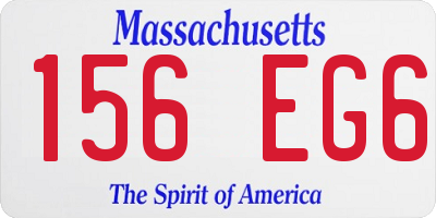 MA license plate 156EG6