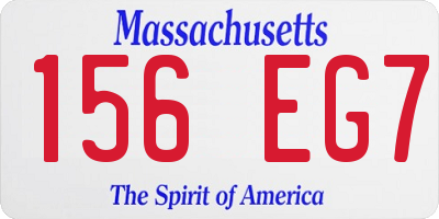 MA license plate 156EG7