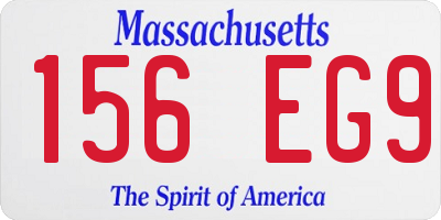 MA license plate 156EG9