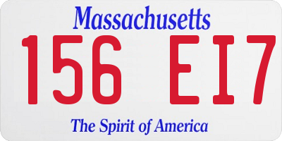 MA license plate 156EI7