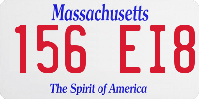 MA license plate 156EI8