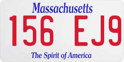 MA license plate 156EJ9