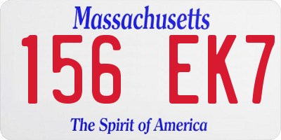 MA license plate 156EK7