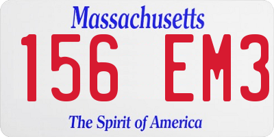 MA license plate 156EM3