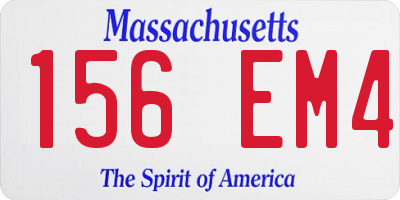 MA license plate 156EM4