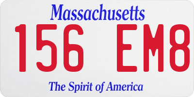 MA license plate 156EM8