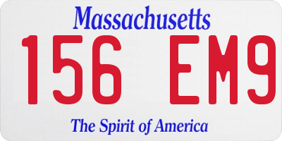 MA license plate 156EM9