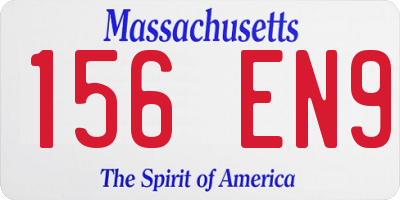 MA license plate 156EN9