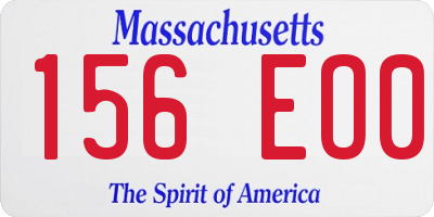MA license plate 156EO0