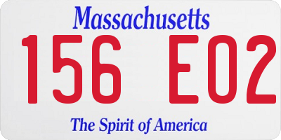 MA license plate 156EO2