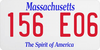 MA license plate 156EO6