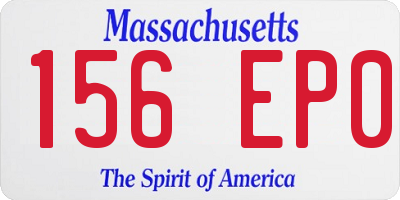 MA license plate 156EP0