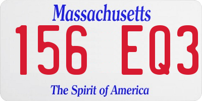 MA license plate 156EQ3