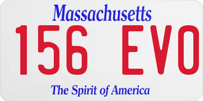MA license plate 156EV0