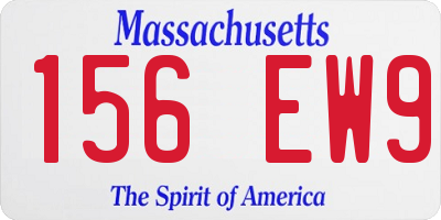 MA license plate 156EW9