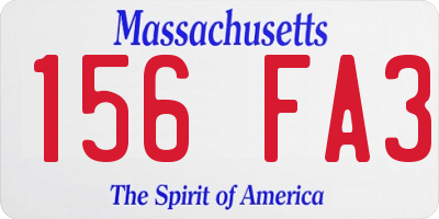 MA license plate 156FA3